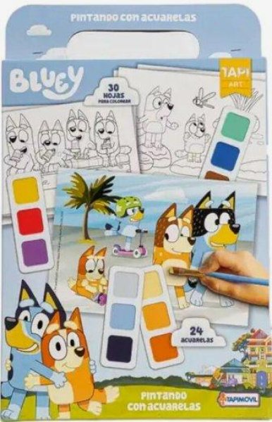 Bluey Pintando Con Acuarelas