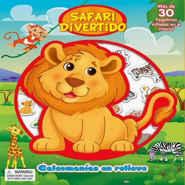 Safari Divertido Calcomania Con Relieve