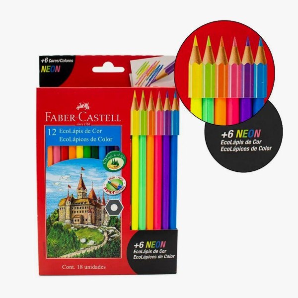 12 Ecolapices + 6 Neon de Color Faber Castell Gs.40.000