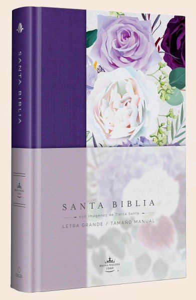 Biblia Rvr1960 Tapa Dura y Tela Morada Con Flores